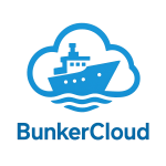 Logo of BunkerCloud featuring a ship inside a cloud with wavy lines representing water.